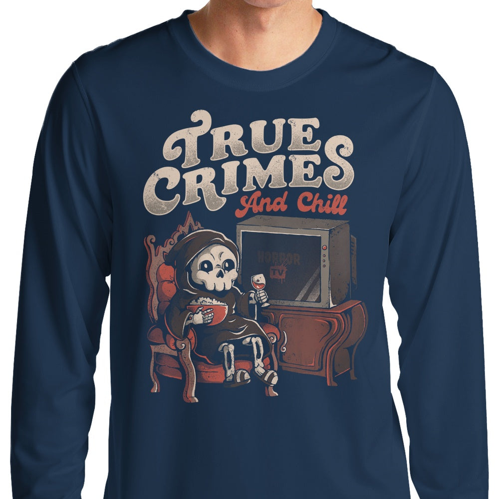 True Crimes and Chill - Premium Long Sleeve Crewneck T-Shirt for Relaxed Wear