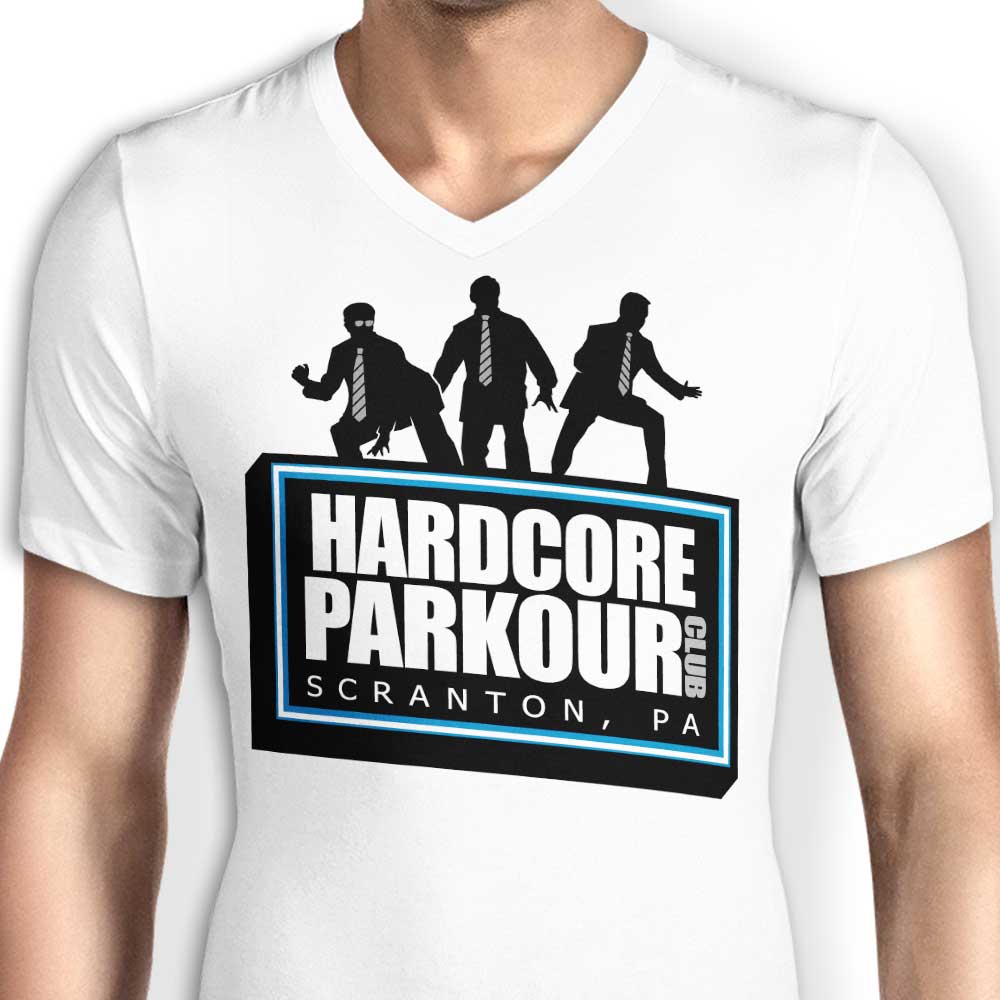 Men's V-Neck T-Shirt for Hardcore Parkour Enthusiasts