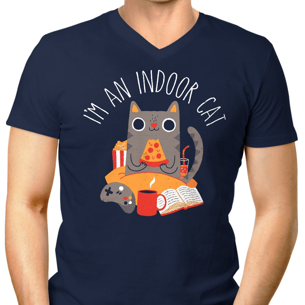 Men's Stylish Indoor Cat V-Neck T-Shirt