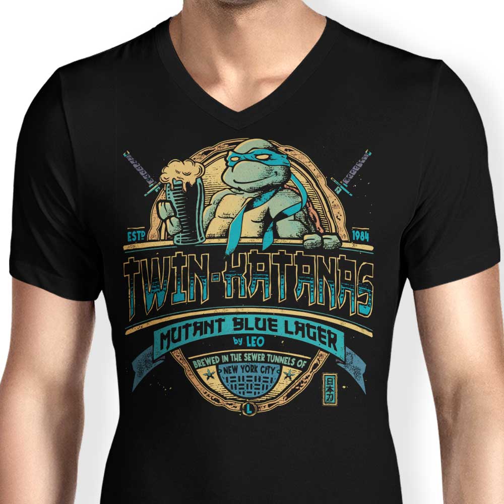 Men's V-Neck Twin Katanas Graphic T-Shirts