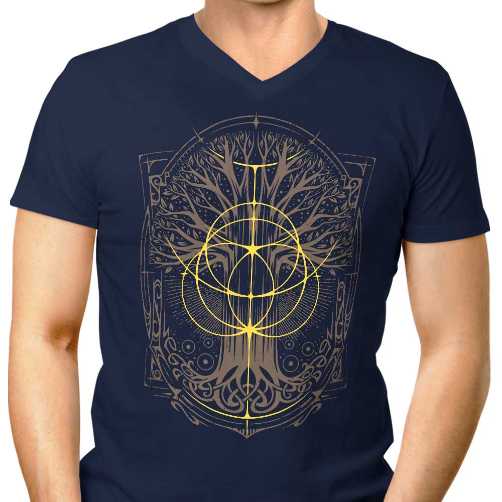 Stylish Golden Ring - Men's V-Neck Top