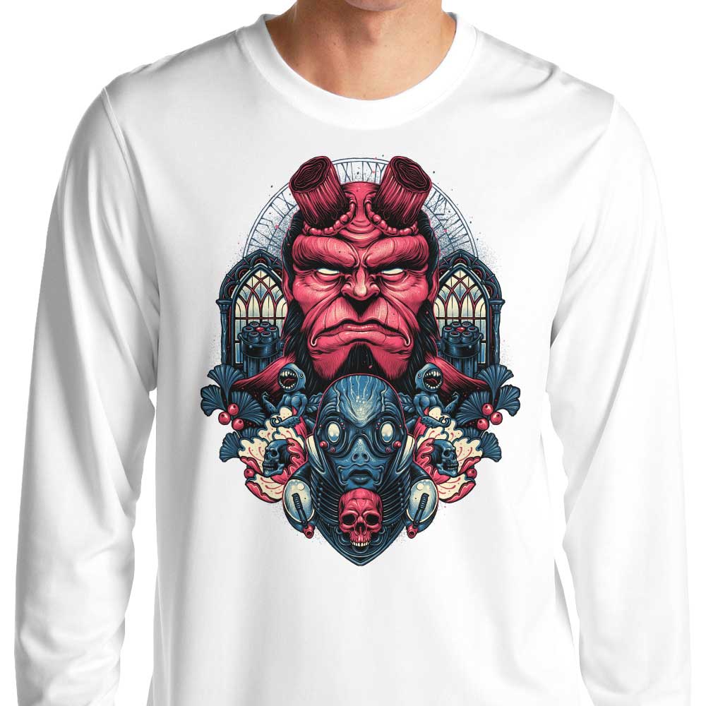 Long Sleeve Fire and Water Themed T-Shirt for Fashion Lovers