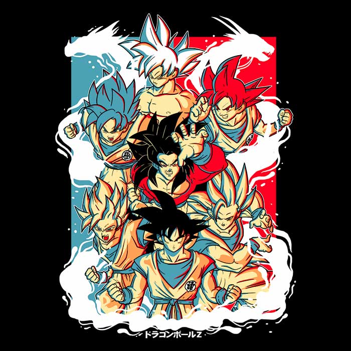 Dragon Ball Saiyan Transformation Design Long Sleeve Crewneck T-Shirt for Men and Women