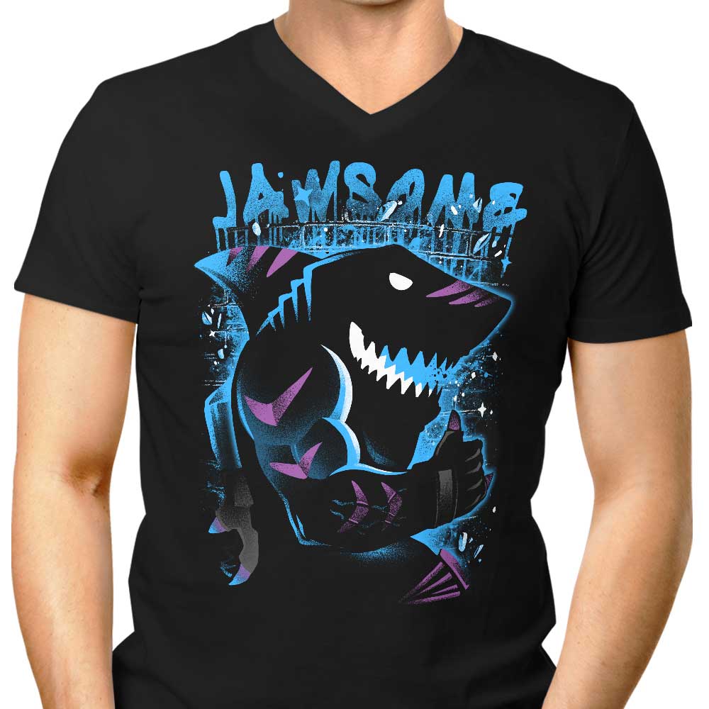 Alemaglia Men's Stylish V-Neck Tiger Shark T-Shirt