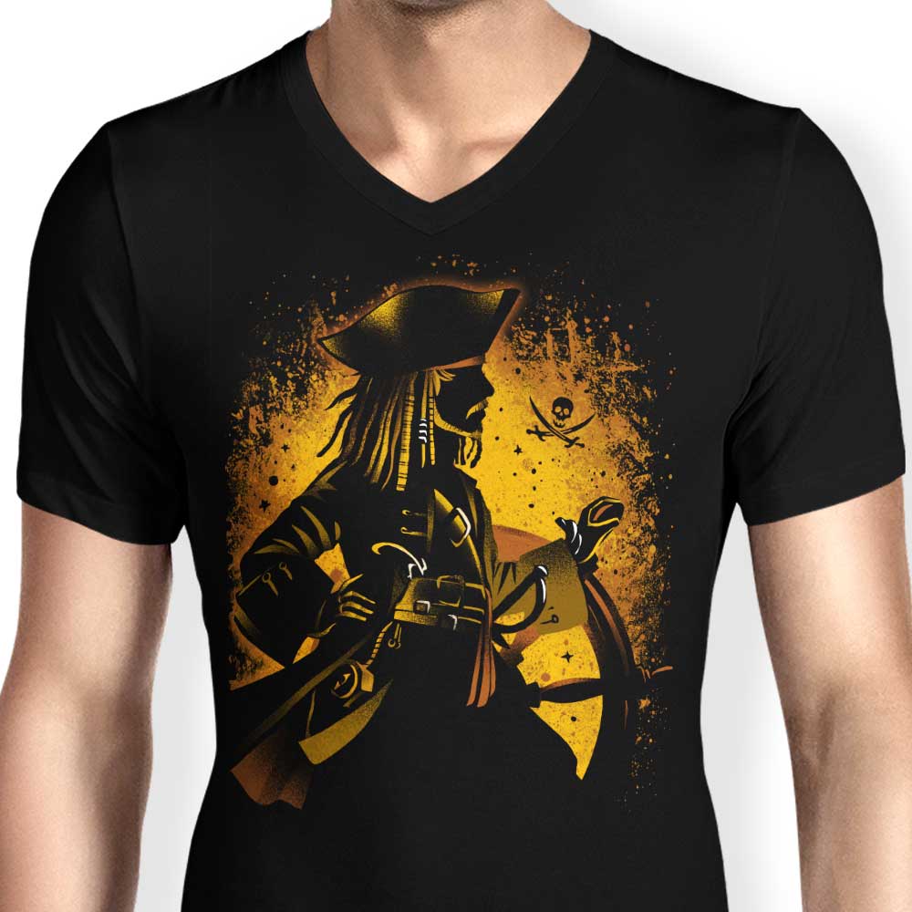 Alemaglia's Men's V-Neck Legendary Pirate T-Shirt
