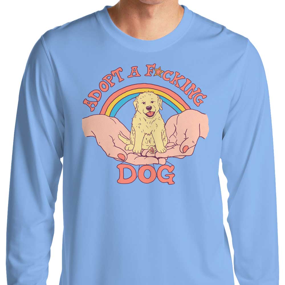 Adopt a Dog Hillary White Long Sleeve Crewneck T - Shirt in S to 4XL