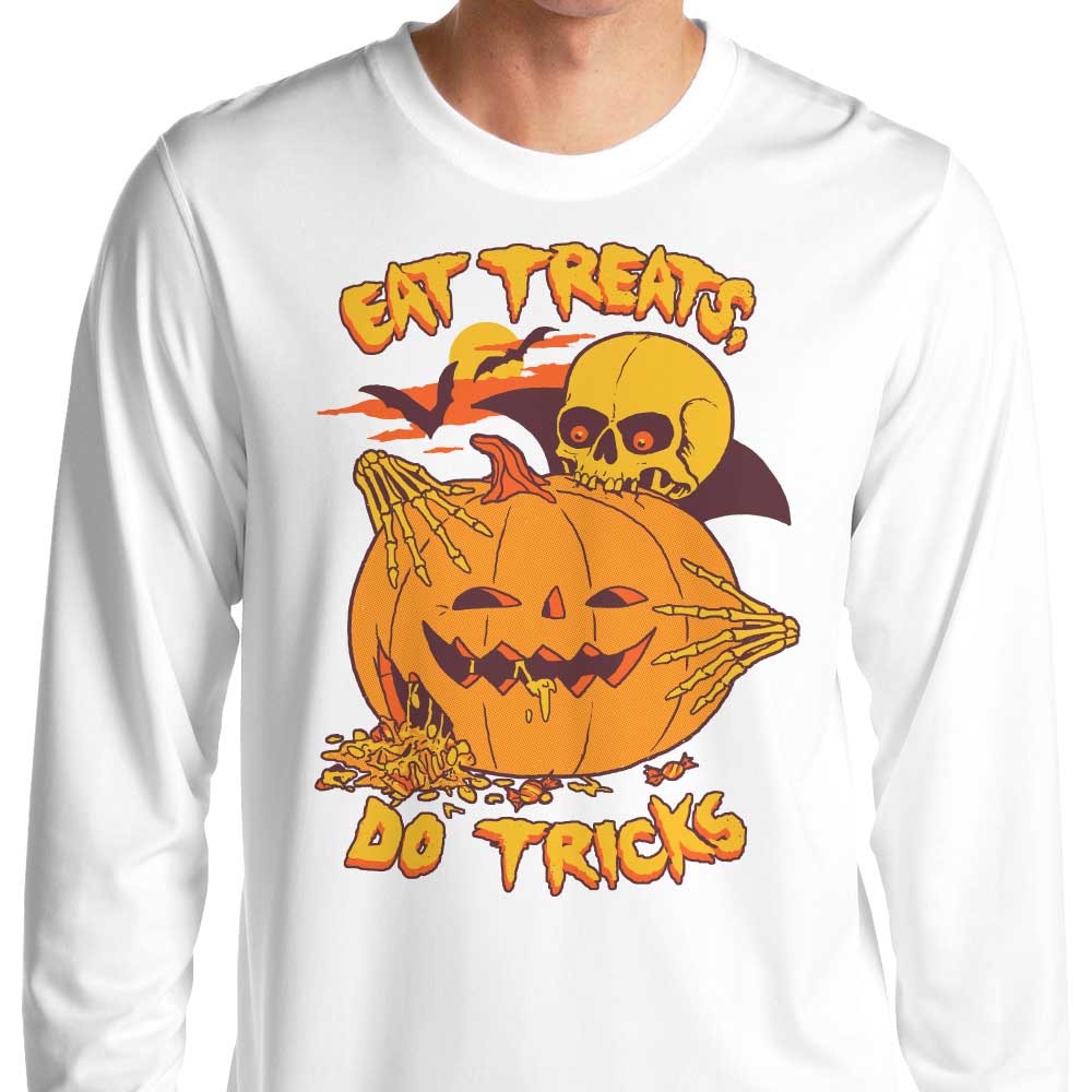Stylish Eat Tricks, Do Treats Long Sleeve Crewneck T - Shirt for All Sizes