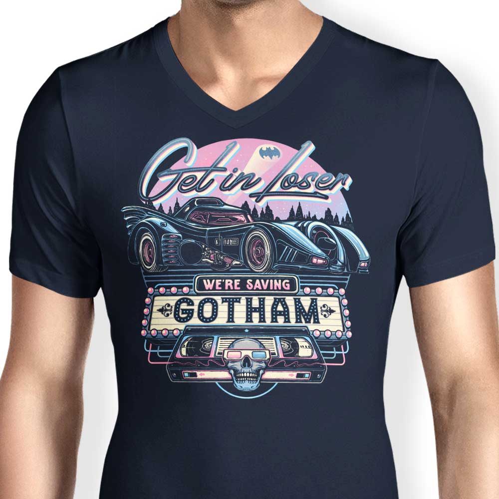 Men's Stylish V-Neck Tee - 'We're Rescuing Gotham'