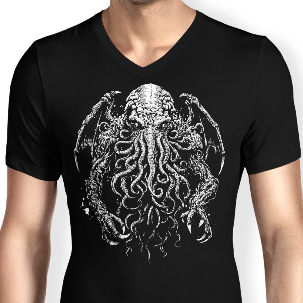 Men's V-Neck T-Shirt - Behind the Mysterious Shadows