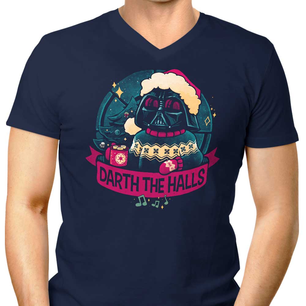 Men's V-Neck T-Shirt with the 'Darth the Halls' Design