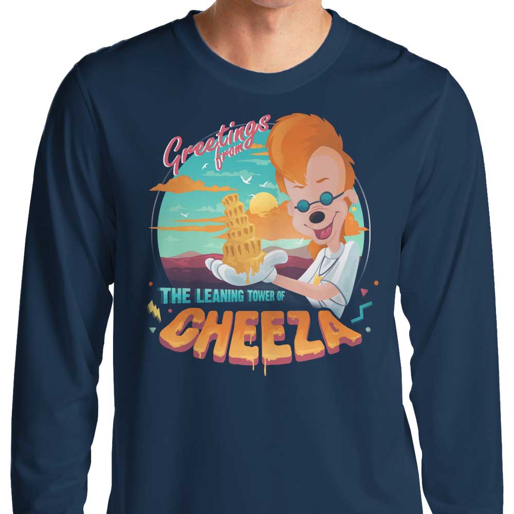 The Cheeza Leaning Tower Long Sleeve Crewneck T-Shirt for All Sizes