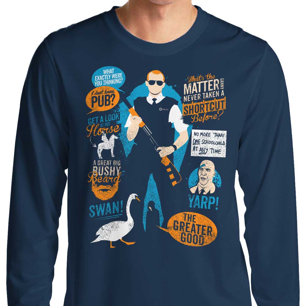 Long Sleeve T-Shirt Featuring Quotes from the Movie Hot Fuzz