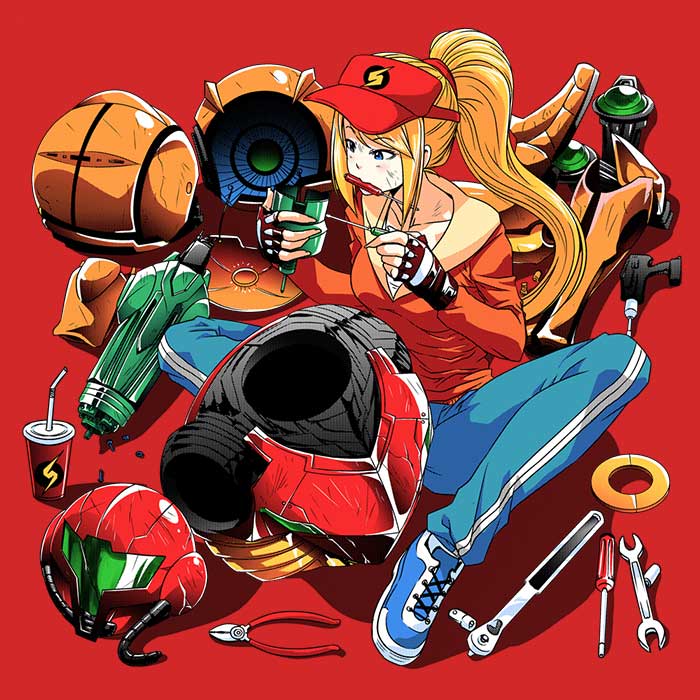 Men's V-Neck T-Shirt with Samus Repairing Design