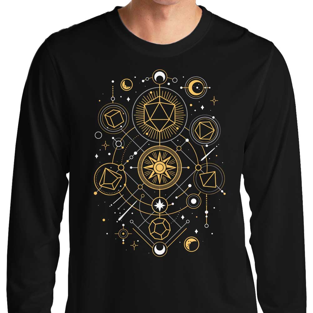 Enchanting Long Sleeve T-Shirt with Mystical Dice Chart