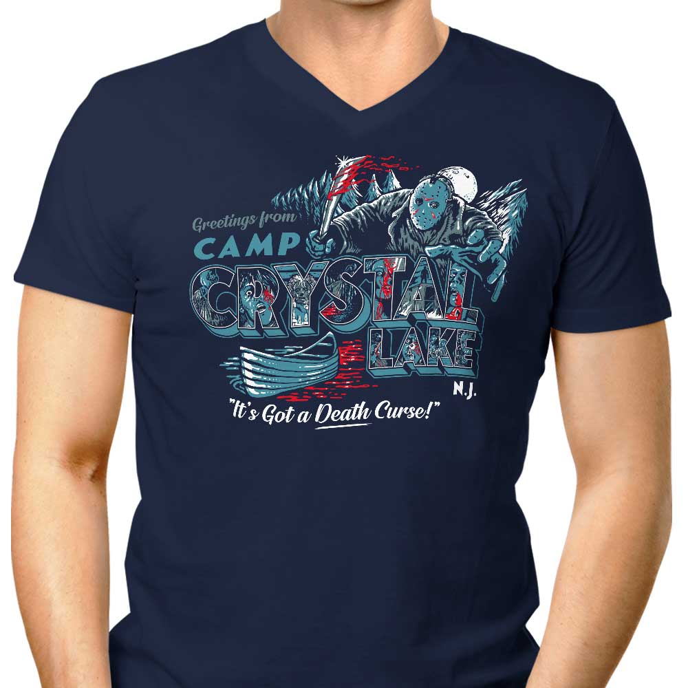 Men's V-Neck T-Shirt - 'Visit Crystal Lake' Design