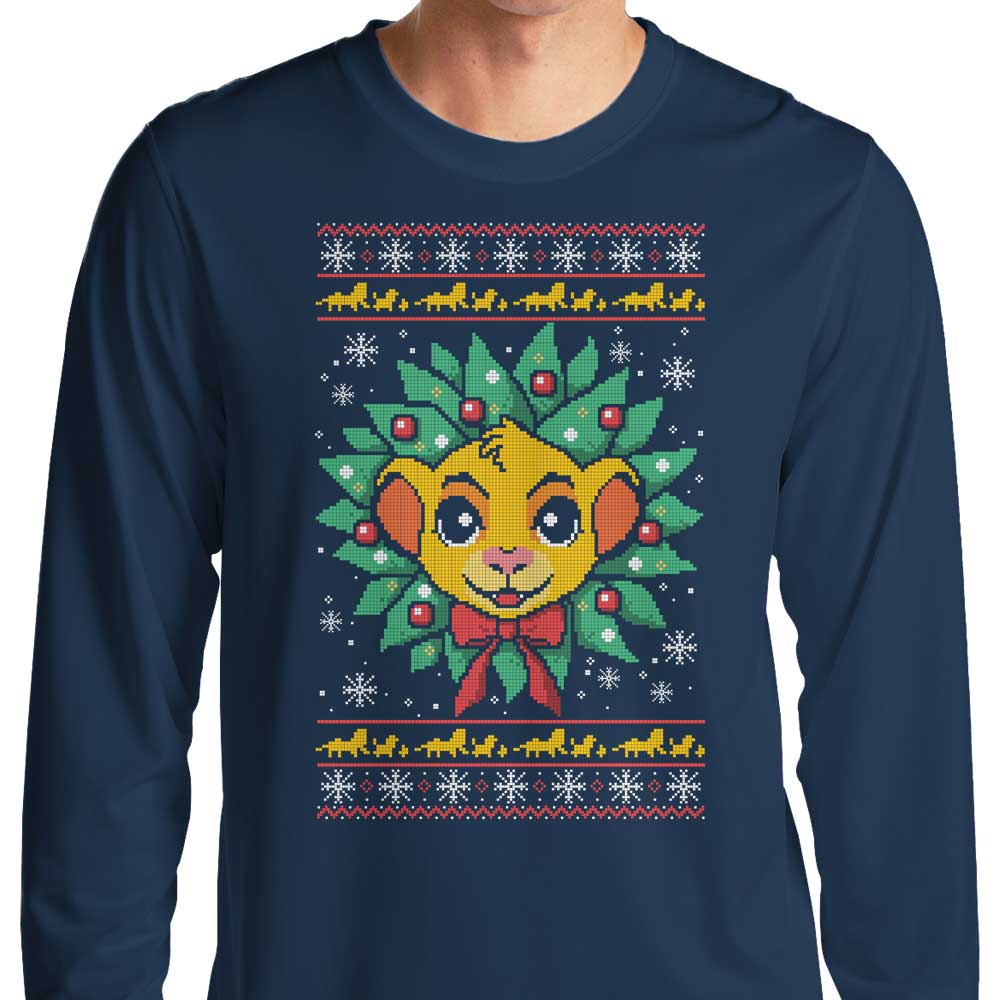 NemiMakeIt Lion Christmas-themed Long Sleeve Crewneck T-Shirt for Holiday Wear