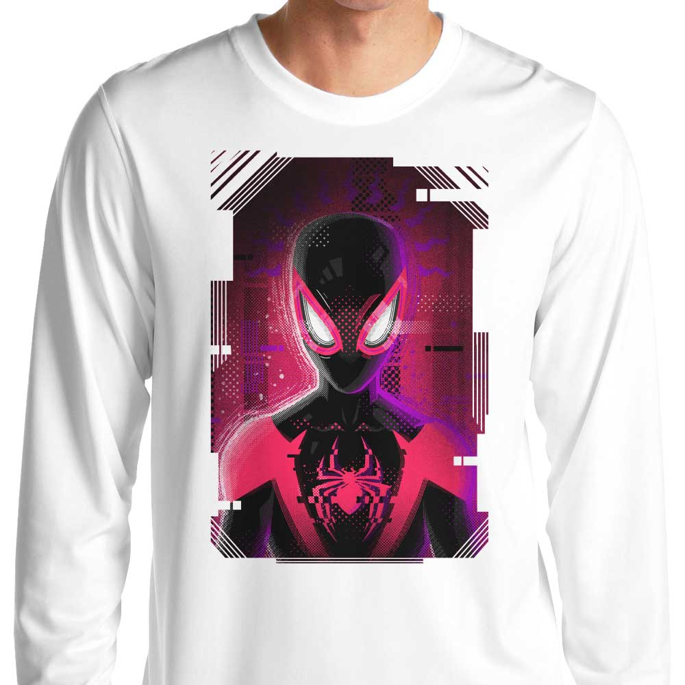 Unique Glitched Morales Design Long Sleeve Crewneck T - Shirt for All Sizes