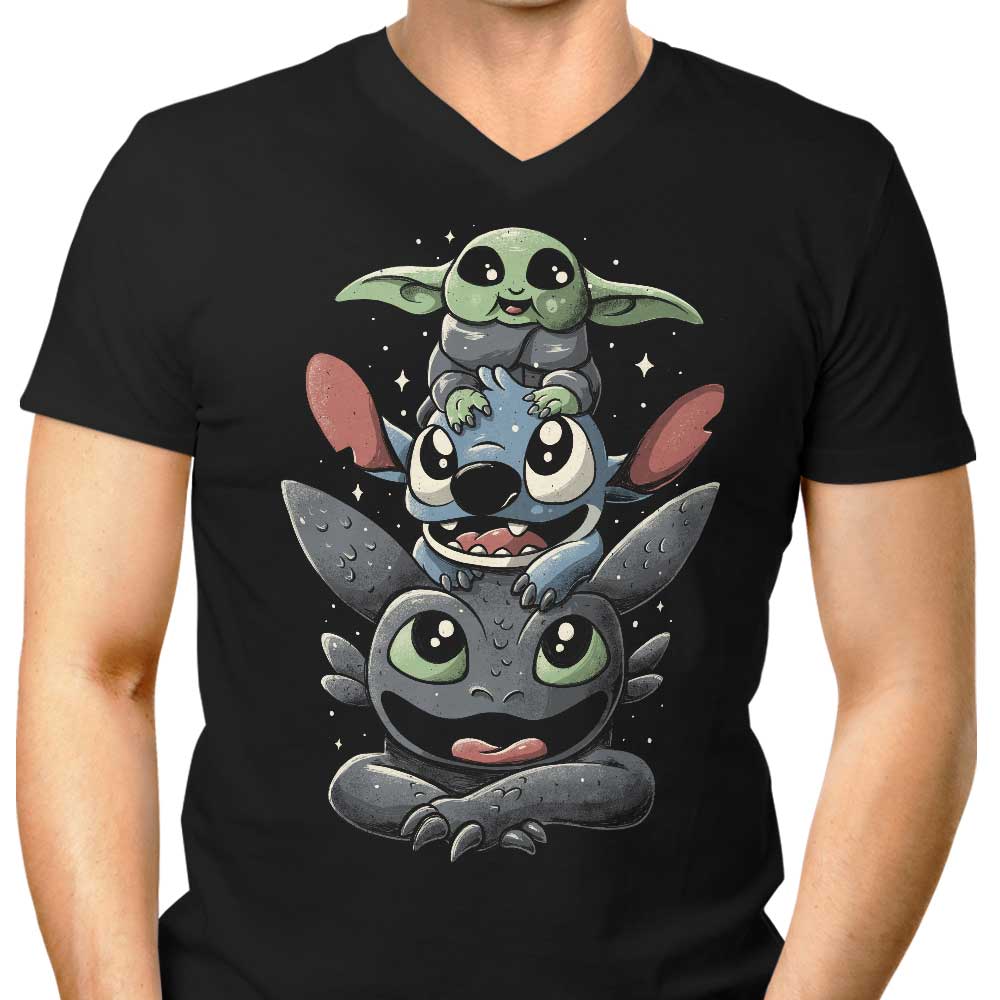 Men's Fashionable V-Neck Cuteness Tower T-Shirt
