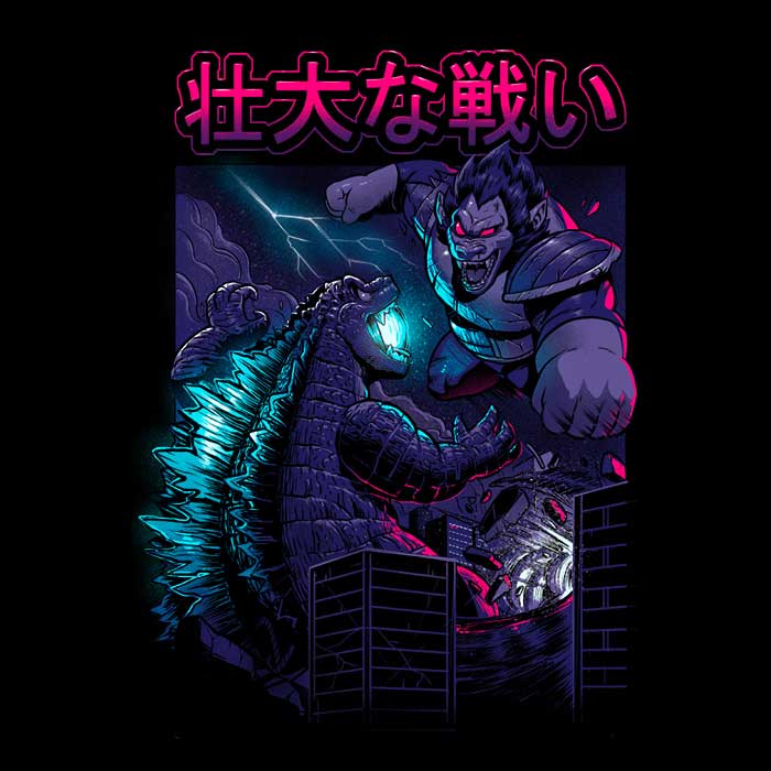 Epic Kaiju Battle Themed Long Sleeve T-Shirt for Fashion Enthusiasts