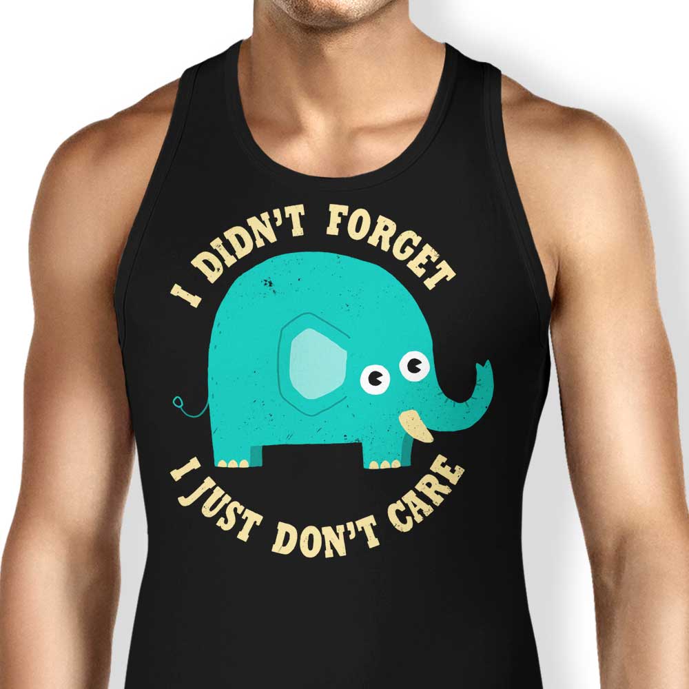 Stylish 'An Elephant Never Cares' DinoMike Tank Top for Men and Women