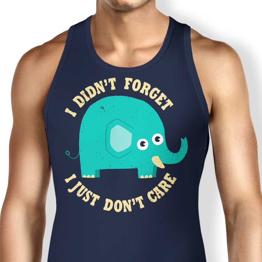 Stylish 'An Elephant Never Cares' DinoMike Tank Top for Men and Women