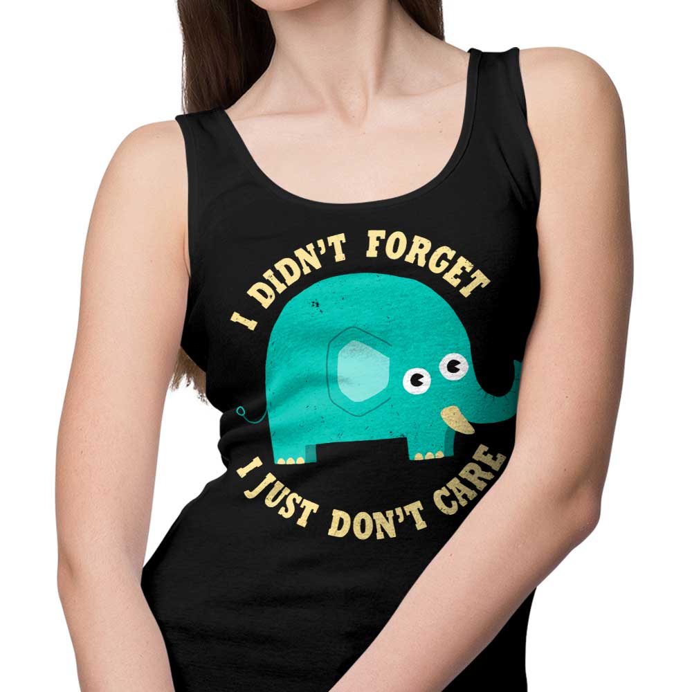 Stylish 'An Elephant Never Cares' DinoMike Tank Top for Men and Women