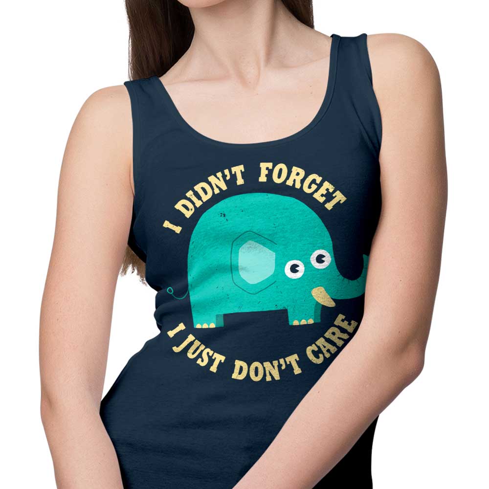 Stylish 'An Elephant Never Cares' DinoMike Tank Top for Men and Women